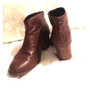 TOMS leather ox blood ankle booties